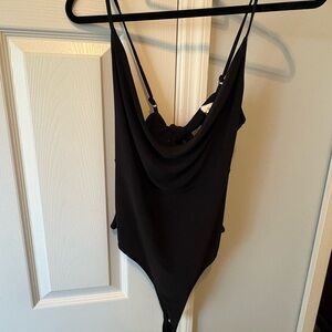 Cowl Neck Black Bodysuit XL